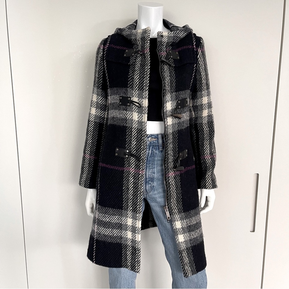 AUTHENTIC BURBERRY LONDON Plaid Check Hooded Toggle Duffle Coat